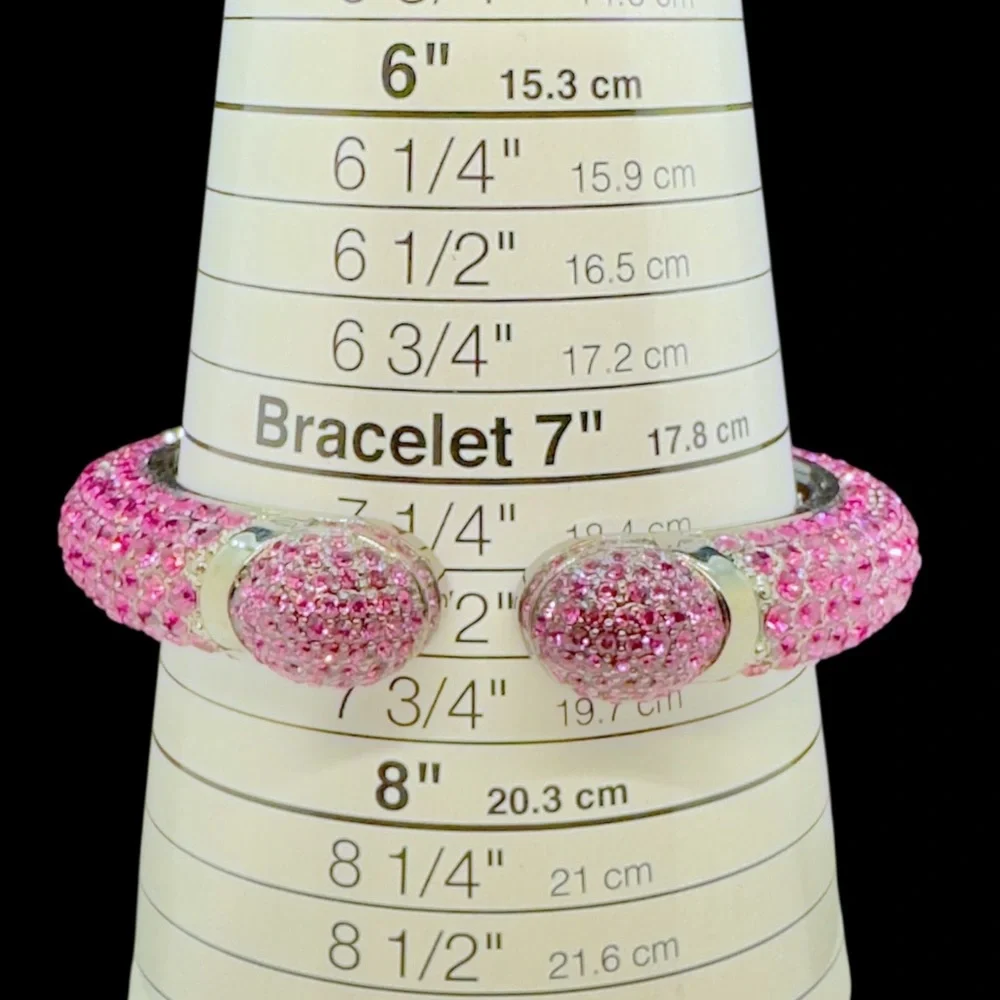 Vintage Joan Boyce "Kissable" Fuchsia/Pink Pave Crystal Cuff Bracelet - Picture 13 of 14